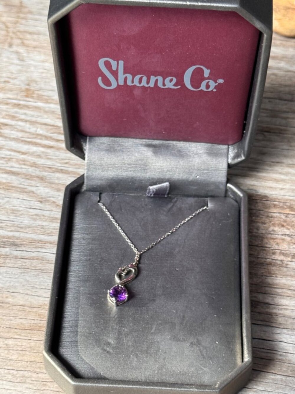 Shane Co. Sterling Silver 925 Amethyst Heart Pendant Necklace 19" with Box